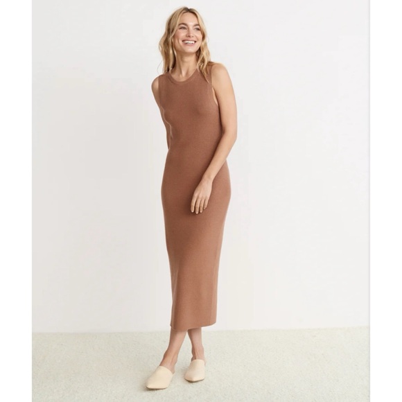 Jenni Kayne Dresses & Skirts - Jenni Kayne Sleeveless Sweater Dress Midi Lightweight Cashmere Cotton Brown Clay